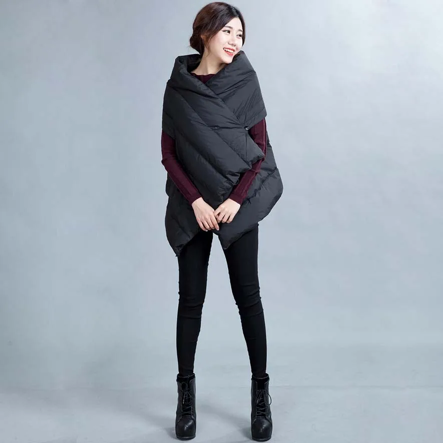 2017 модно различные стили для девушек жилет одноцветный черный белый утиный пух