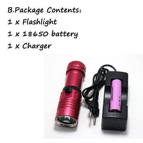 B Underwarter 100 м 15000Lm XM-L L2 светодиодный подводный Дайвинг фонарик факел свет сигнальная лампа+ 1*18650 или 26650 Батарея+ Зарядное устройство - Испускаемый цвет: B