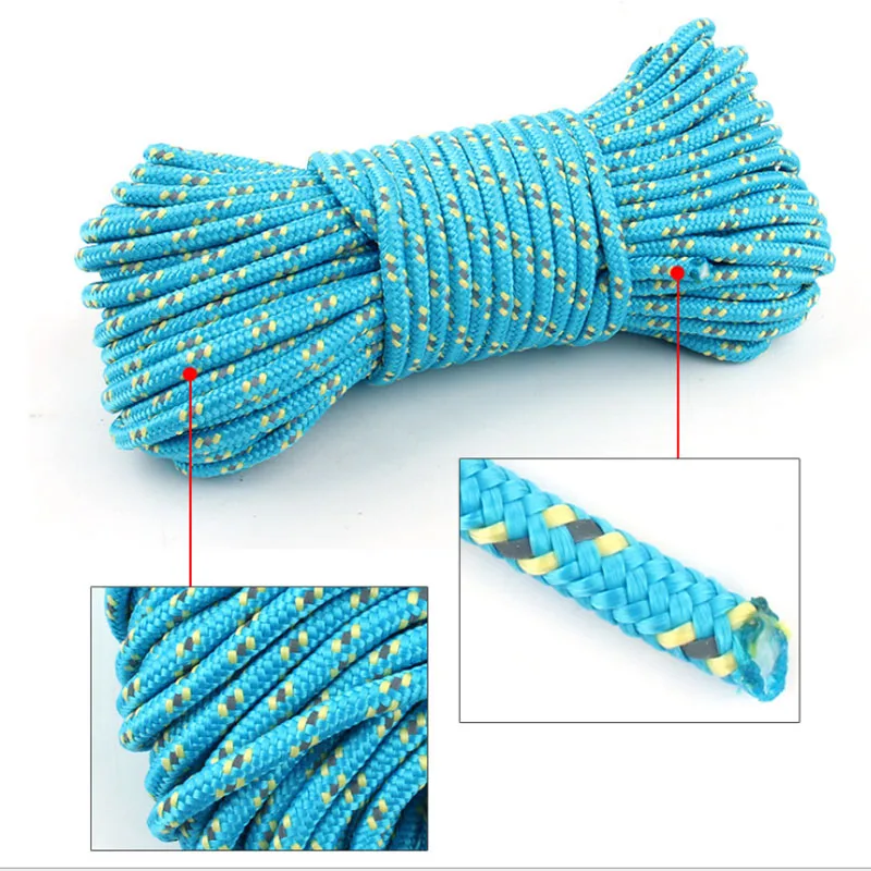 

10M New 5mm bold reflective rope outdoor tent rope clothesline nails windproof rope rope