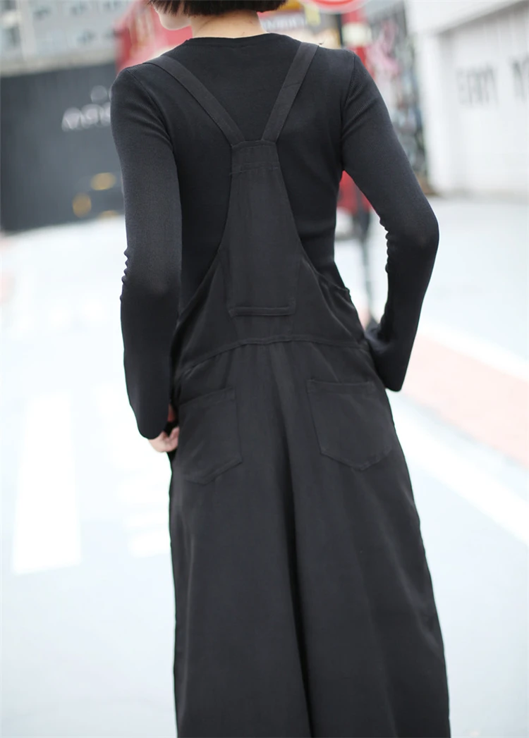 Женский комбинезон с широкими штанинами Cakucool однотонный черный повседневный