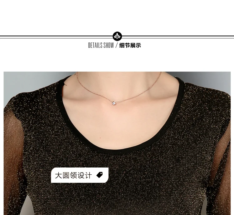 черные повседневные шифоновые Блузы Новинка 2017 осенние женские блузки с круглым