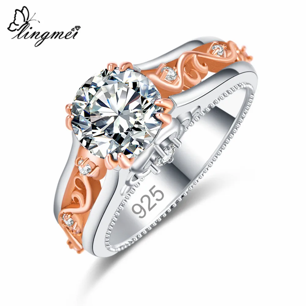 

Lingmei Wholesale Fashion Engagement Round Cut Multicolor & White Cubic Zircon Silver Color Women Wedding Ring Size 6 7 8 9