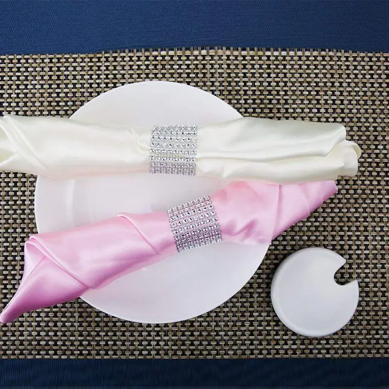 

Napkin Rings Rhinestone Napkin Rings Adornment For Wedding Party (100 PCS, Silver)