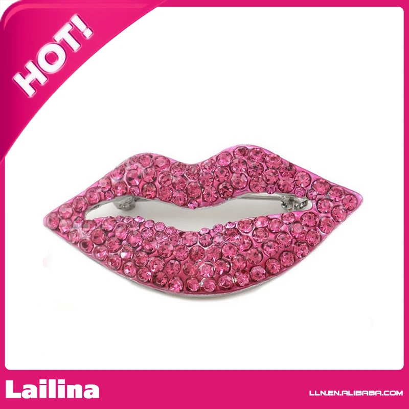 

Sexy Love Pink Lips Brooch Pin Charm Rhinestones Valetine's Day Gift Fashion Jewelry