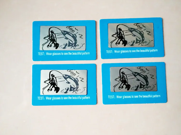 100 шт./лот общая английская модель 4*6 см поляризованная Тестовая карта очки