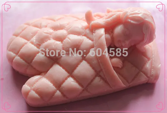 Fm422 спящая в сумочке форма для мыла девушек формы помадки торта шоколада кухни