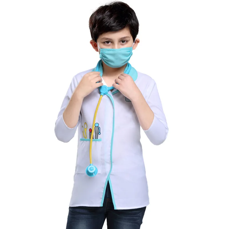 Umorden Child Kids Pretender Doctor Role Play Costume Boys White Lab Coat with Stethoscope Purim Carnival Halloween Costumes |