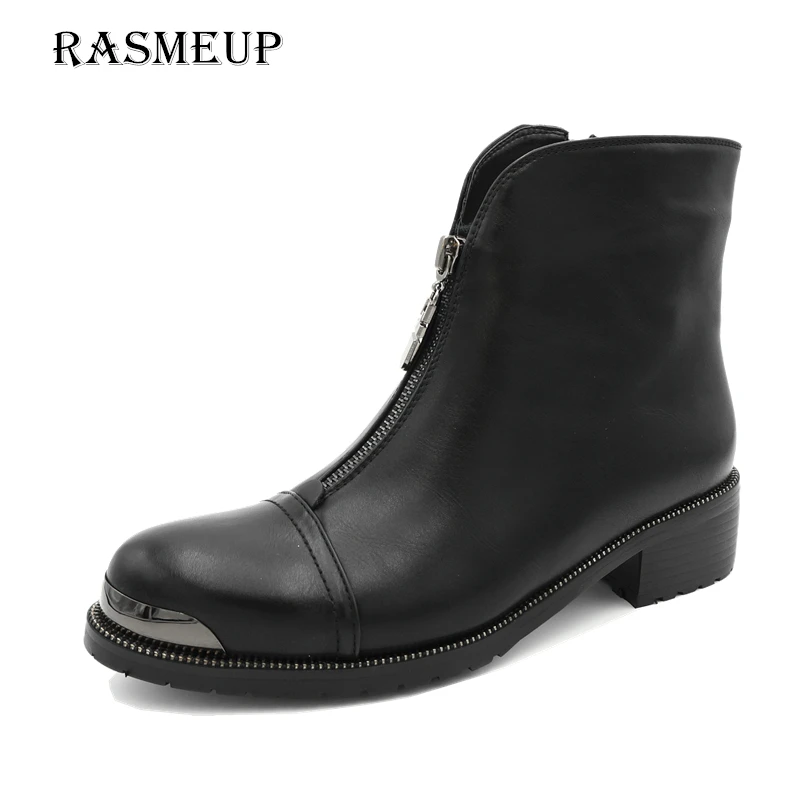 RASMEUP/распродажа Модные женские ботильоны на молнии коллекция 2018 года кожаные