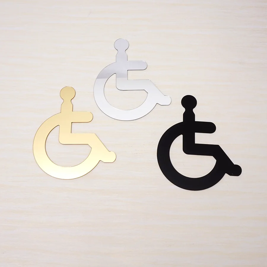 

Disabled Toilet Signage WC Signs Wheelchair Acrylic Mirror Handicapped Only Instruction Wall Stickers Public Shop Home Decor