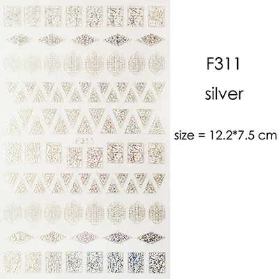 F311silver 1 лист серебряный золотой белый черный абстрактная графика дизайн круглый квадратный треугольник наклейки для ногтей Луна Звезда наклейки для ногтей - Цвет: F311silver