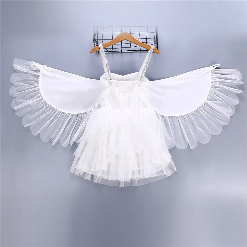 Girls Dress with wings Princess Swan Flamingo Cosplay Costume With Wings Cotton 4 Layers Kids Birthday Party Halloween Fan | Тематическая
