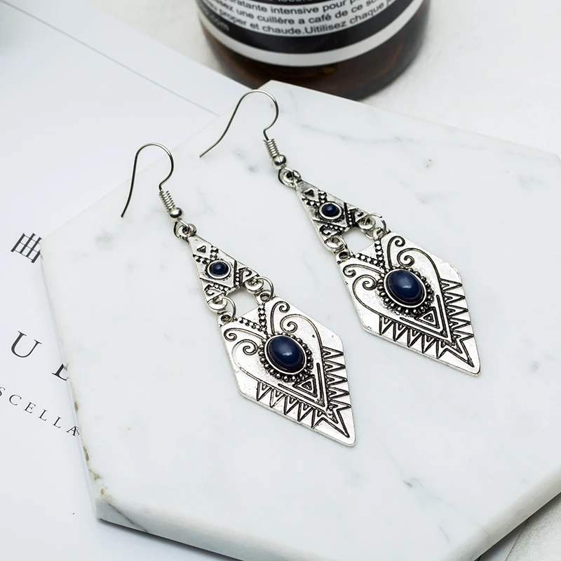 Богемные винтажные золотой и серебряный цвета сплав серьги-подвески из смолы для