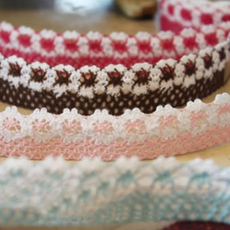 

EZONE 1 Roll Fabric Lace Tape Ribbon Masking Tape Adhesive Tape Cotton Fabric Lace Tape DIY Scrapbooking Decoration Stationery