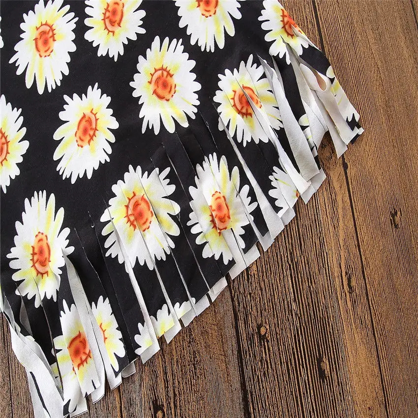 2 шт. для малышей Одежда детей девочек подсолнечника Танк Майки + Джинсовые шорты