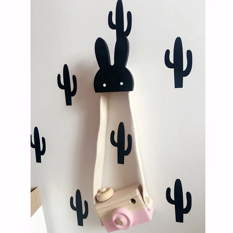 Black Rabbit Nordic Стиль деревянный настенный крючок для детской комнаты украшения деревянные крючки-вешалки «Человек-паук», одежда для малышей вешалка держатель ключей, пальто Организатор 0,3 - Цвет: Black Rabbit