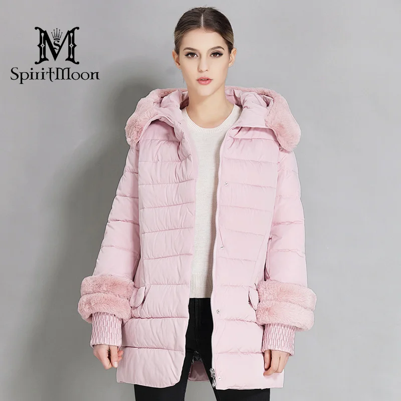 Spiritmoon модная новинка зимняя куртка Для женщин толстый био пух синтепоне