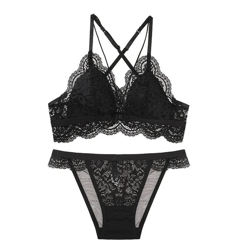 

Set of lingerie Fashion sexy Deep v-neck bielizna Lace push up bra underwear Bra Set Hot Sale