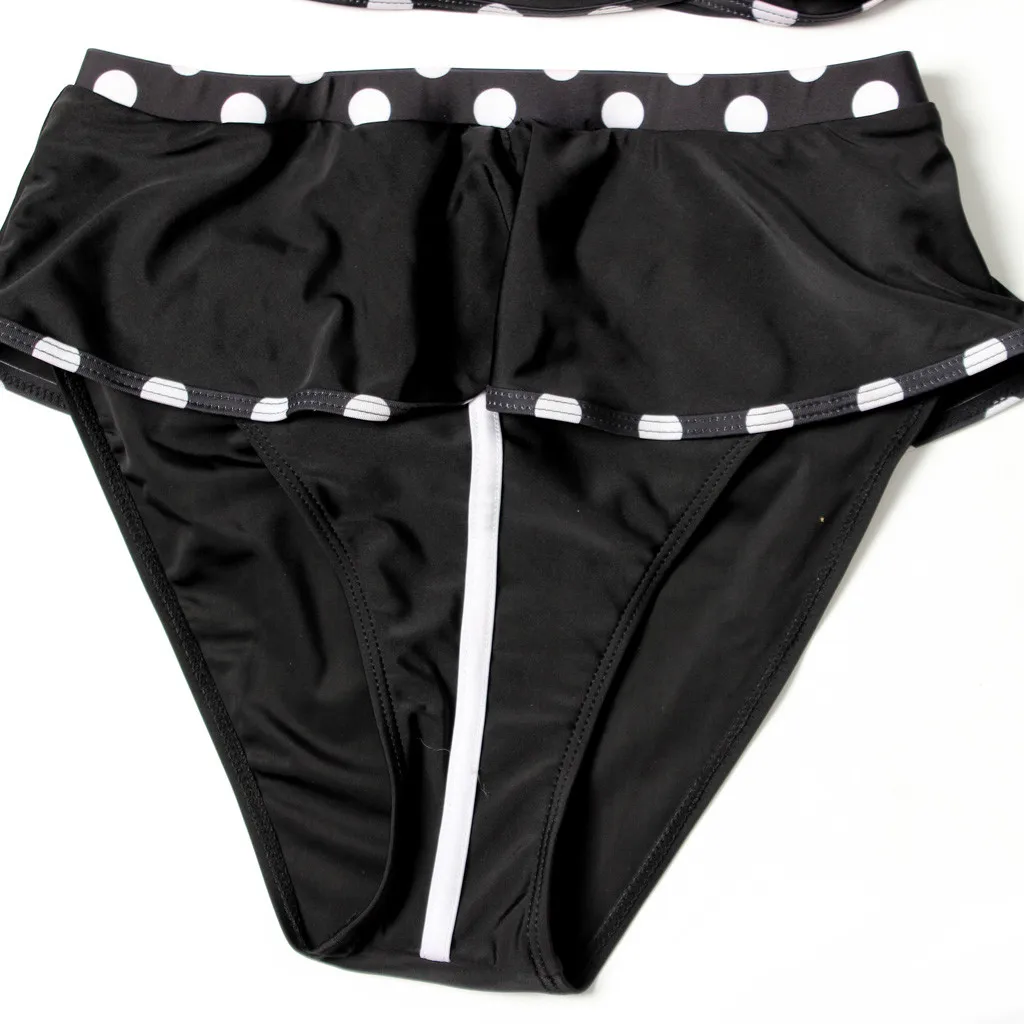 Женский купальный костюм размера плюс с черными оборками монокини подкладкой