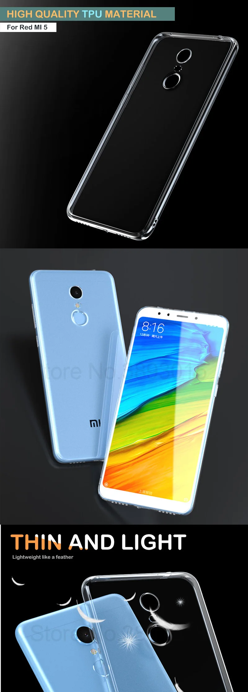 Ультратонкий прозрачный силиконовый чехол s для Xiaomi Redmi 5 Redmi 5 Plus, мягкий прозрачный ТПУ чехол для Redmi5 Redmi5plus, защитный чехол