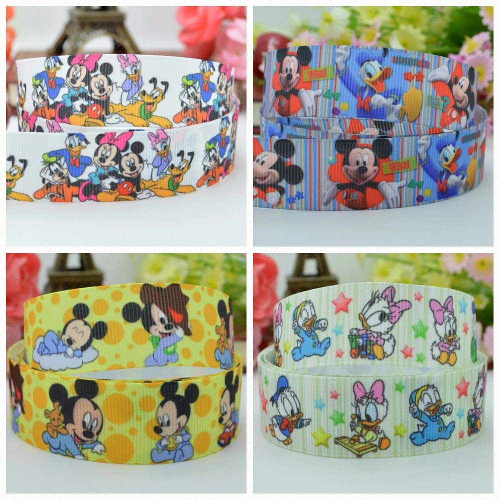 DUWES 7/8 &quot22 мм 2 5 10 20 50 ярдов Микки Минни мультфильм печатных grosgrain ленты волос лук DIY