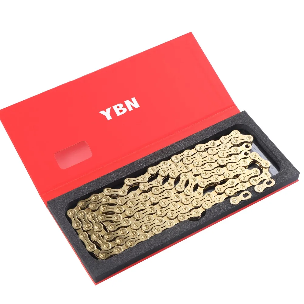 YBN 11 скоростная цепь 116л MTB шоссейные велосипедные цепи для shimano sram campagnolo Золотая полая велосипедная цепь