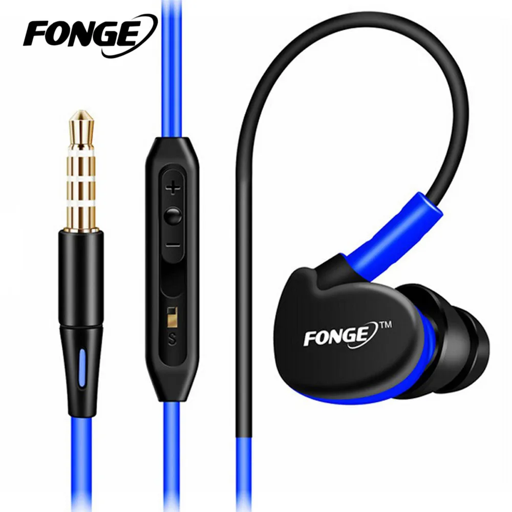 Fonge S500 Earphone Stereo Bass 3.5mm Wired Sport Headphones with MIC for iPhone Samsung Sony Xiaomi Phones MP3 MP4 | Электроника