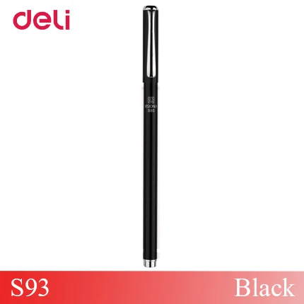 black S93 pen Deli cute 0,5 мм Металлическая Шариковая гелевая ручка для школы, Качественная ручка для письма, черный, синий, красный, заправка, kawaii, офисные, деловые, подарочные ручки - Цвет: black S93 pen