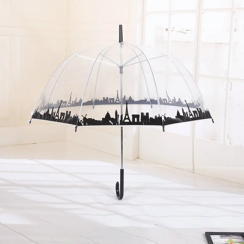 PALONY, прозрачный зонт от дождя с длинной ручкой, ультра-светильник для женщин и детей, Зонт от дождя, полуавтоматический женский зонтик