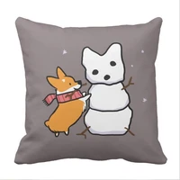 red snowman corgi pillow case cloth double sided printing size optional