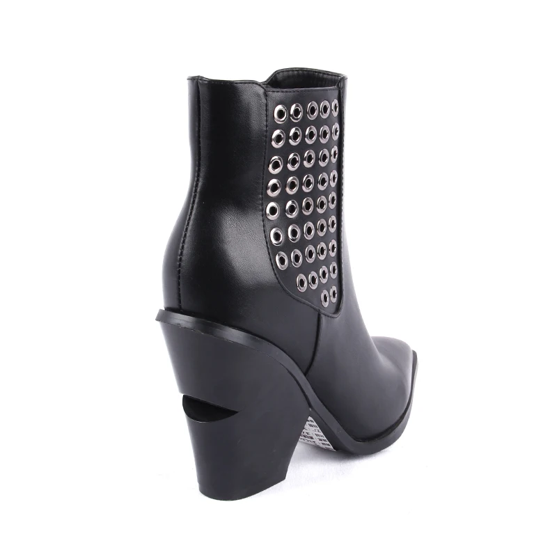 Dr martens mujer/женские ботинки с острым носком на высоком каблуке; ботинки на танкетке; сезон осень-зима; стильные короткие женские ботильоны в западном стиле с заклепками