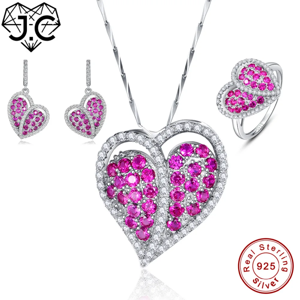 Женский кулон с рубином кольцо и серьги из серебра 925 пробы|jewelry sets|jewelry set silverjewelry