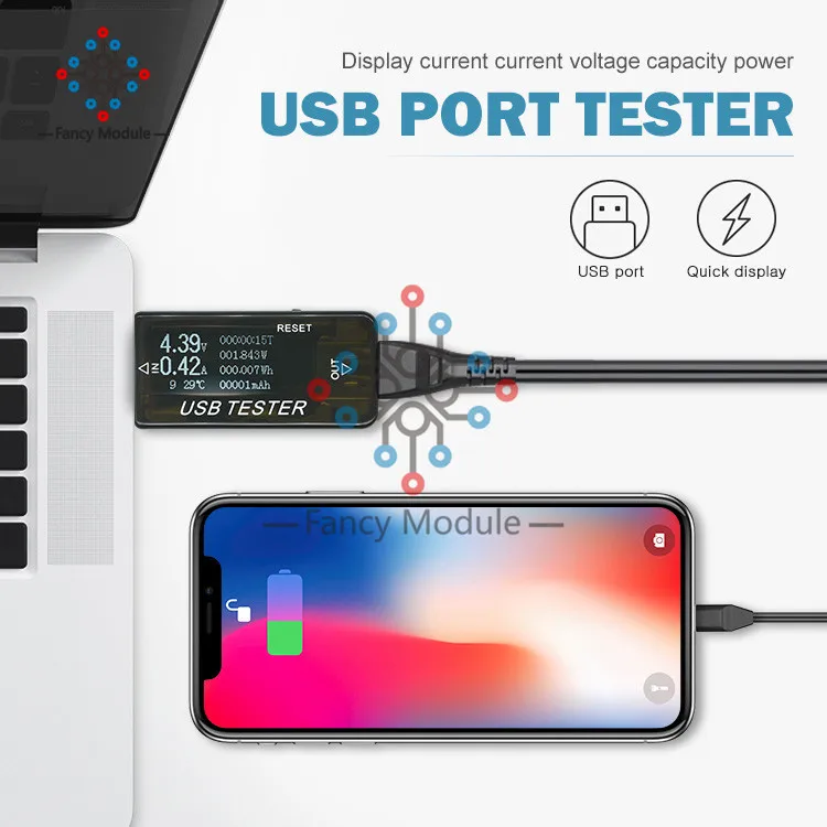 8В1 ЖК-дисплей электрическая мощность USB Емкость тестер напряжения измеритель тока монитор вольтметр Амперметр Емкость тестер мощности черный корпус