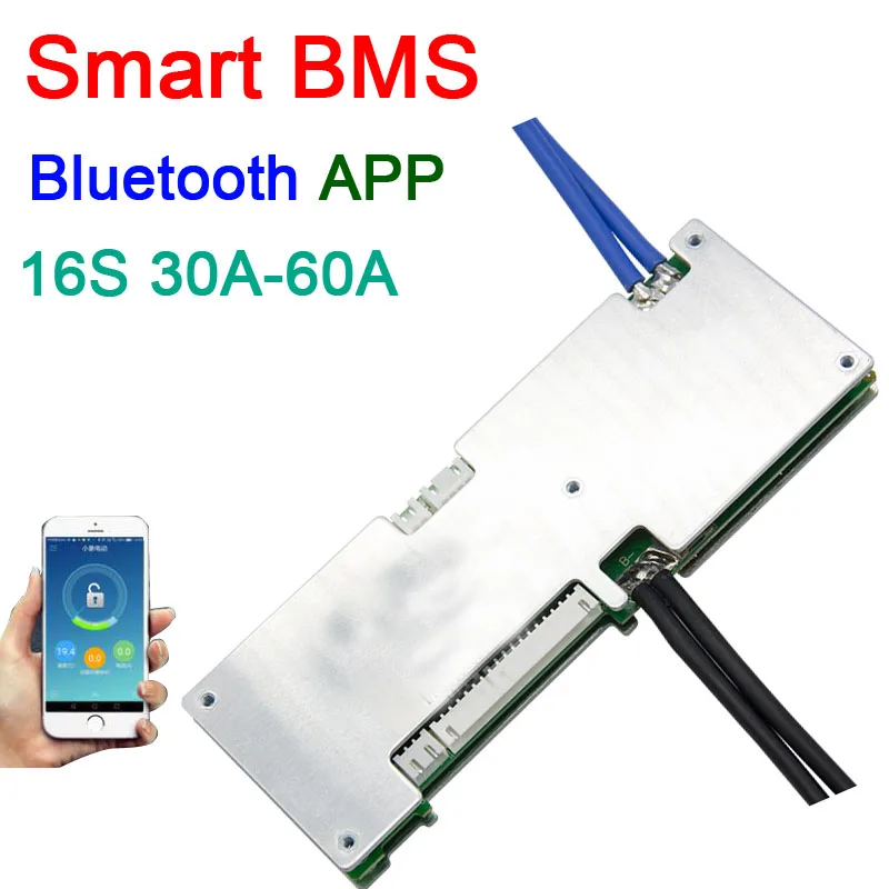 16S 50A 40A 30A литий ионная плата защиты BMS Смарт bms баланс Bluetooth приложение UART