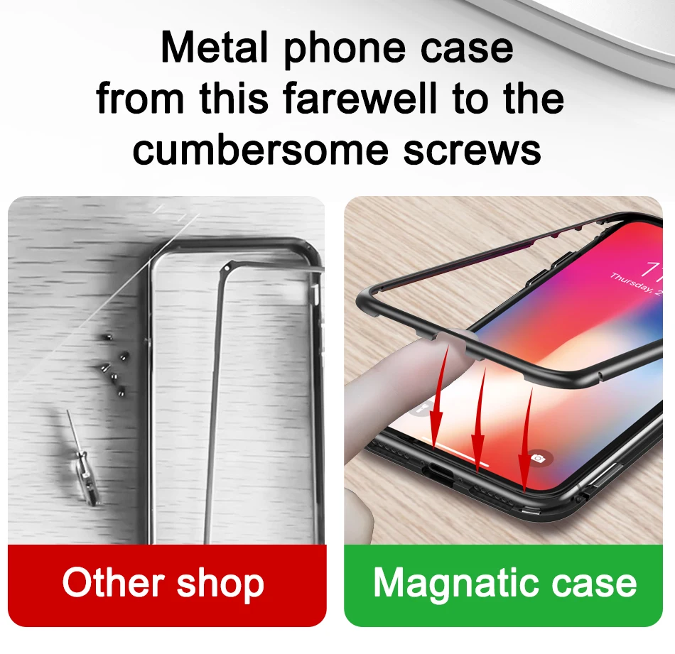 360 Magnetic Adsorption Case for iPhone 11 PRO MAX Clear Tempered Glass Magnet Cover for iPhone XR XS MAX X 6 6s Plus