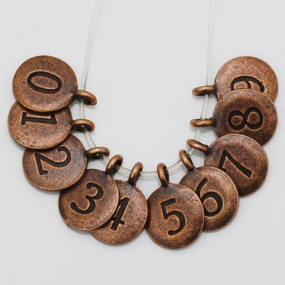 12 MM Digit 0-9 Metal Round Charms DIY Material Retro Piercing Number Jewelry Slide Mini Pendant 20pcs/lot | Украшения и