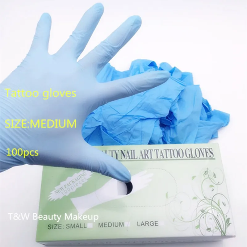 100 шт. одноразовые латексные тату перчатки среднего размера|tattoo & body art|gloves