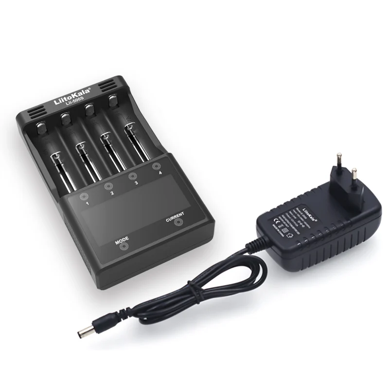 Lii-500S and adapter Умное устройство для зарядки никель-металлогидридных аккумуляторов от компании LiitoKala: Lii-500S зарядное устройство 18650 зарядное устройство для 18650 26650 21700 батареи Тесты емкость аккумулятора сенсорное управление - Цвет: Lii-500S and adapter