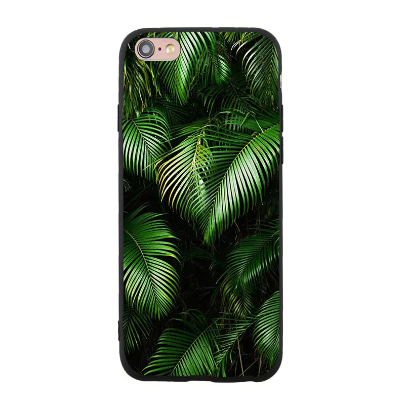 Spring Lemon For iPhone 7 Case Banana Leaf Palm Cactus Pink Background Soft TPU 8 8plus 7plus X XS XR 6 6plus 5S |