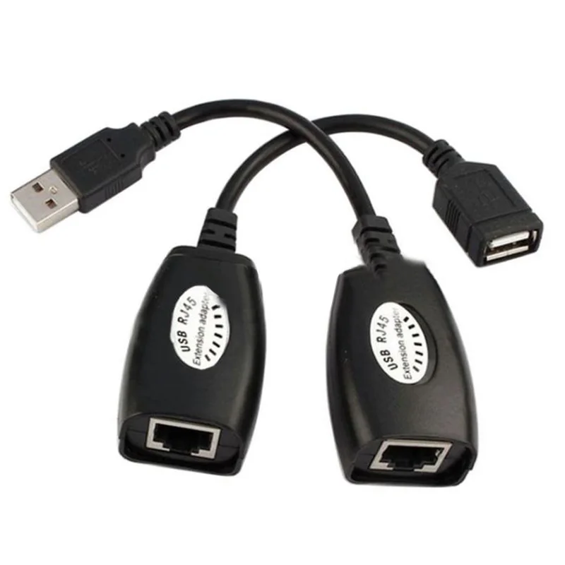 2 шт./компл. USB удлинитель Ethernet RJ45 Cat5e/6 кабель сетевой адаптер расширитель через