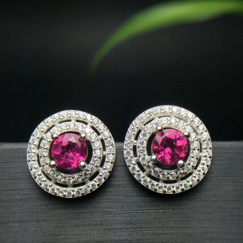 

Almei Round Red Topaz Gemstone Stud Earrings for Women, 925 Sterling Silver Anniversary Pink Earrings for Women 20% FR150