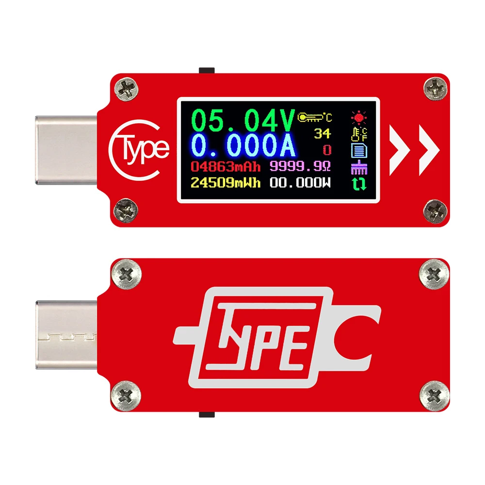 USB тестер TC64 Type C цифровой измеритель напряжения и тока с ЖК дисплеем вольтметр