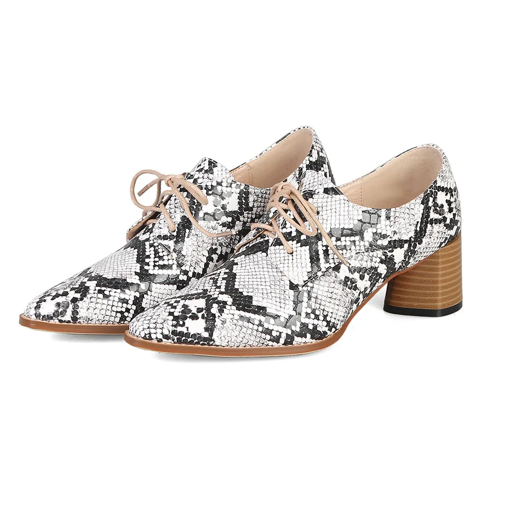 White Snake pattern Г. осенние женские туфли-лодочки на высоком каблуке Женская обувь из искусственной кожи с острым носком, на шнуровке, подушечки для маникюра модные женские туфли без задника - Цвет: White Snake pattern