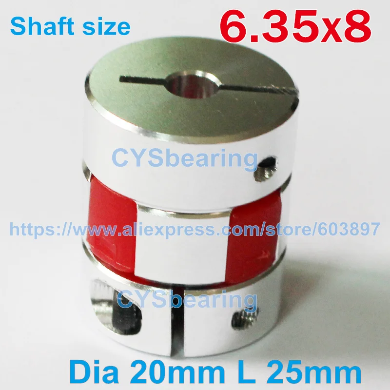 1 шт. D20 L25 1/4 &quot4 мм 5 6 35 7 8 10 Гибкая челюсть паук муфта шаговый двигатель вала|shaft