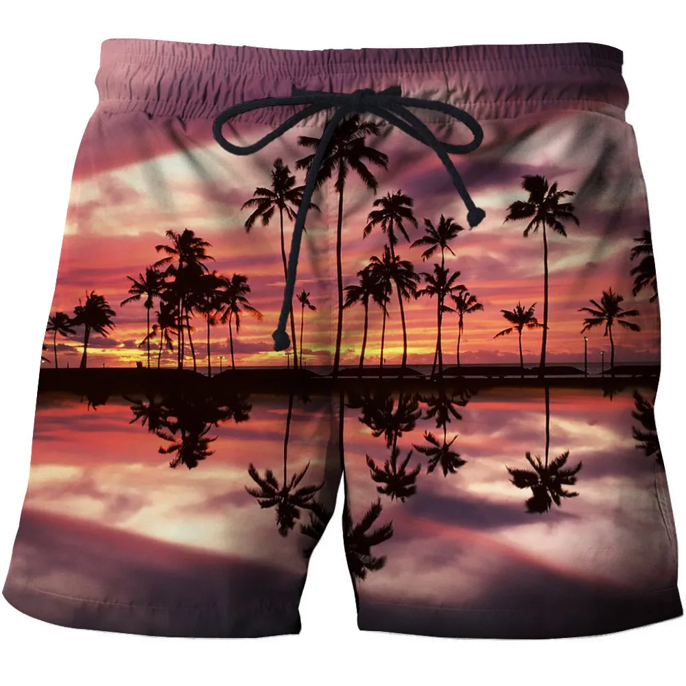 

Tree Shadow 3D Print Summer Surfing Shorts Masculino Pant Printed Board Shorts Men Sport Short Plage Quick Casual Pant