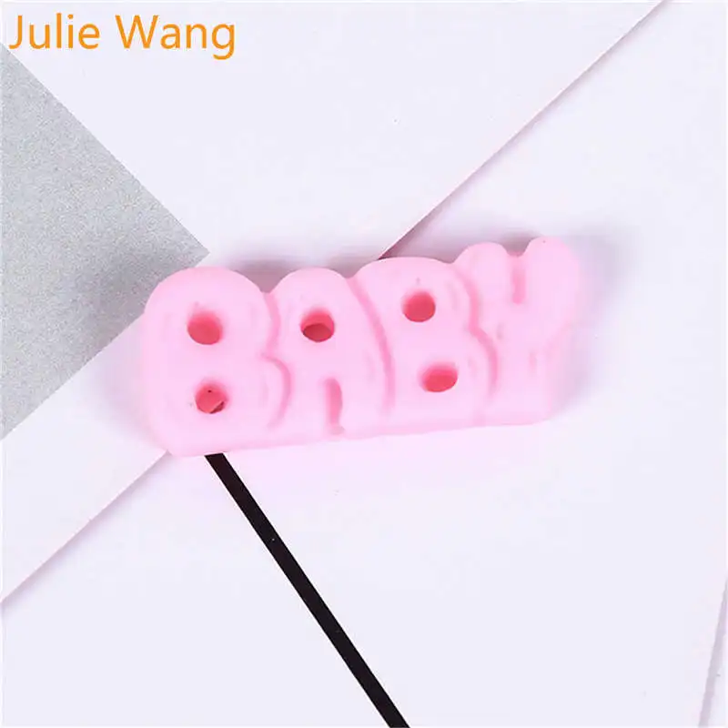 Pink Julie Wang 10 шт. полимерные "Детские" буквы милые каваи с плоской задней стороной кабошон подвески для изготовления ювелирных изделий ожерелье браслет аксессуар - Окраска металла: Pink