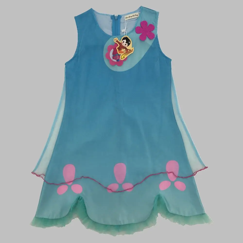 Новинка 2018 парик тролля + платья комплект детские костюмы для девочек