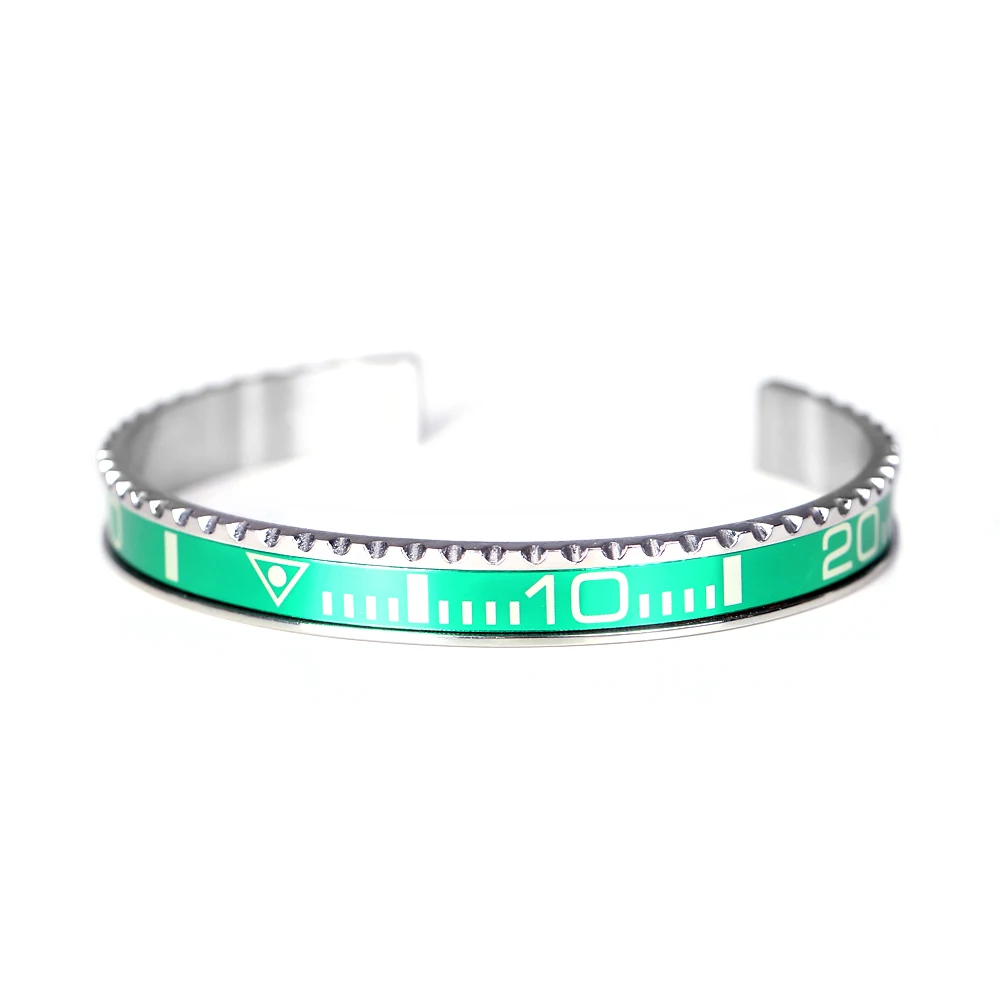 Модный Спидометр Pulsera Life style brasalete Titanio пистолет Черный Нержавеющая сталь манжета браслет "Спидометр" браслеты для мужчин - Metal Color: silver green