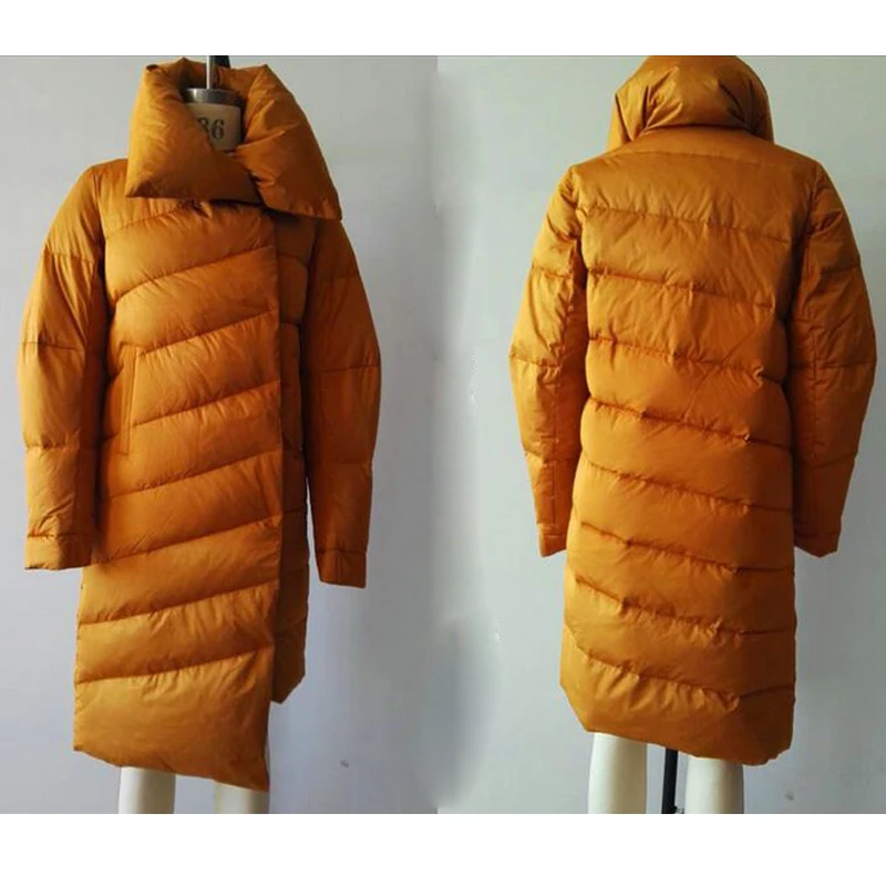 Высокое качество 2018 Новое Женское зимнее пальто Длинная Верхняя одежда 90% белый