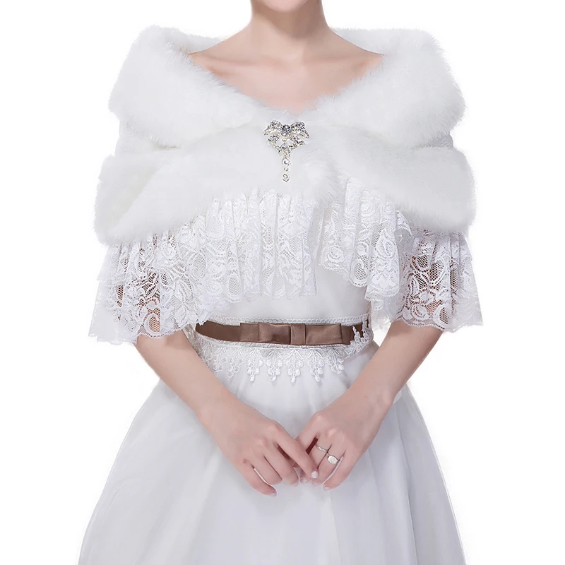 White U-SWEAR, Новое поступление, теплые белые женские свадебные жакеты, украшенные бриллиантами, болеро, свадебные аксессуары, свадебные накидки, шали - Цвет: White