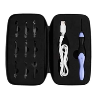 useful 9 in 1 usb led light up purple crochet hooks knitting needles set weave tool kit sewing accessories sewing tools